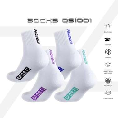 Kaos Kaki Badminton PROTECH Cotton Quarter Sport Socks (QS1001) biru