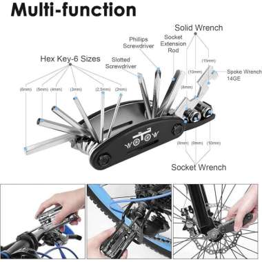Bicycle Tools Kit 16in1 Kunci Lipat Mini Sepeda Set 16 in 1 Portable Obeng Shock Ring Pas Lengkap Mu