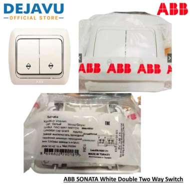 Saklar Lampu 2 Gang ABB Sonata White Double Two Way Switch - Sakelar 2 Gang 2 Way (2G1W) - 2 Gang 2 