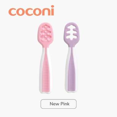 Coconi My First Pre Spoon / Sendok Belajar Makan Bayi ( Numnum Dips Look a Like ) Pink Baru