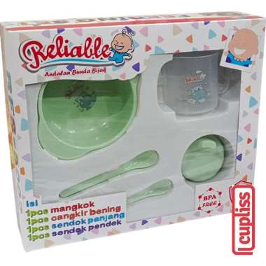 Reliable Feeding Set Mangkok Tempat Makan Kecil Bayi Kemasan Box 5002 Olive