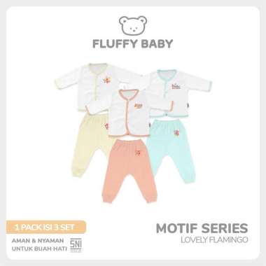 FLUFFY Setelan Baju Lengan Panjang Celana Panjang Flamingo (Isi 3Pasang) SJJAN-SJJAB FSB Newborn BIS