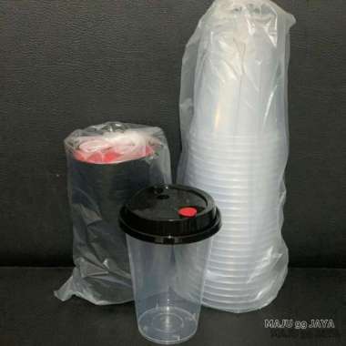 Gelas Plastik PP Cup Injection 400ml | 14 Oz (1 Pack isi 25 Set) Putih