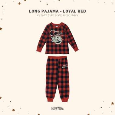 Bohopanna x Disney Long Pajama | Boho Panna Baju Tidur Anak 4Y Royal Red