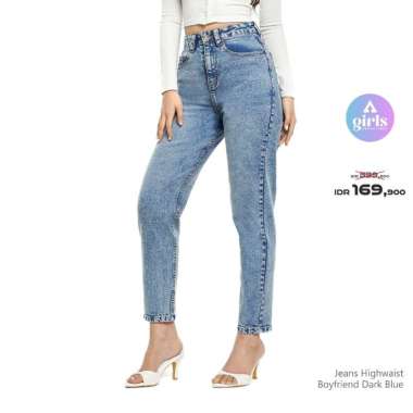 Aerostreet Highwaist Boyfriend Jeans Greta Dark Blue 1F000 32