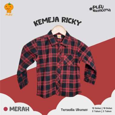 PLEU Kemeja Ricky | Kemeja Anak Laki Laki Usia 1-3 Tahun 3 tahun Merah