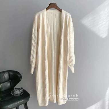 Cardigan Bubble Long Aluna Knit GS014 Semua Ukuran coral