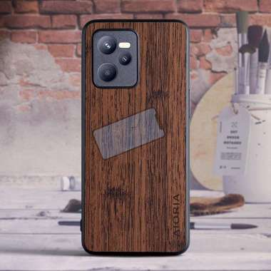 Case Realme C35 Case Aioria Bambu Pattern Original Realme C35 Case Coffee