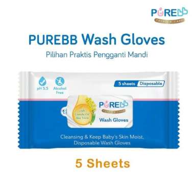 Tisu Basah PUREBB Wash Gloves 5 Sheet Tisu Mandi Basah Bayi
