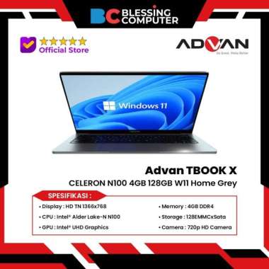 Advan TBOOK X CELERON N100 4GB 128GB W11 Home Grey
