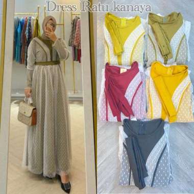 GAMIS PESTA BROKAT PREMIUM LD110 MEWAH BANGET Ld110cm (Standard) Merah Maroon