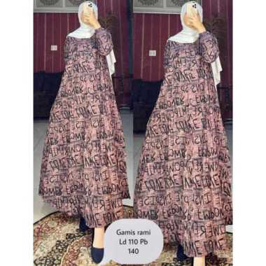 GAMIS CANTIK KATUN RAMI LINEN PREMIUM MEWAH BUSUI & WUDHU FRIENDLY ZIPPER DEPAN Ld110cm (standard) C