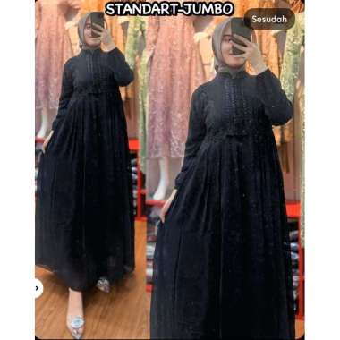 GAMIS CERUTY PUTIH CANTIK GAMIS LEBARAN CERUTI PREMIUM GAMIS KONDANGAN PESTA TERBARU Ld120cm (Jumbo)