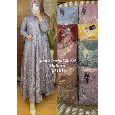 GAMIS BROKAT TILE SIRKEL BAHAN BROKAT TILE PREMIUM GAMIS PESTA Ld110cm (Standard) B