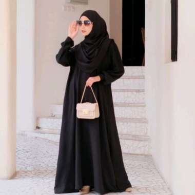 PUSSAT Mazaya Set Gamis + Pashmina Syar'i Crinkle Airflow Premium Ritsleting Depan Busui Friendly Dr