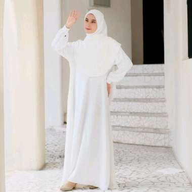 PUSSAT Mazaya Set Gamis + Pashmina Syar'i Crinkle Airflow Premium Ritsleting Depan Busui Friendly Dr