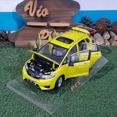 Diecast Miniatur Honda Jazz kuning skala 1:18