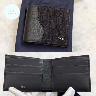Dior Mens Oblique Black Bifold Wallet Mixed Leather