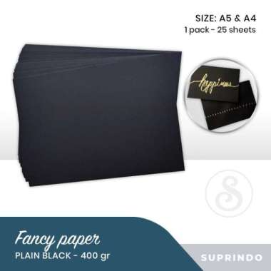 (Per Pak) Fancy paper/Kertas Hitam Polos Tebal 400 gram 400gsm - A5-25lembar