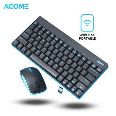 Acome Keyboard & Mouse Wireless Portable 1600 DPI Tombol Silikon Garansi Resmi 1 Tahun AKM2000 Keybo