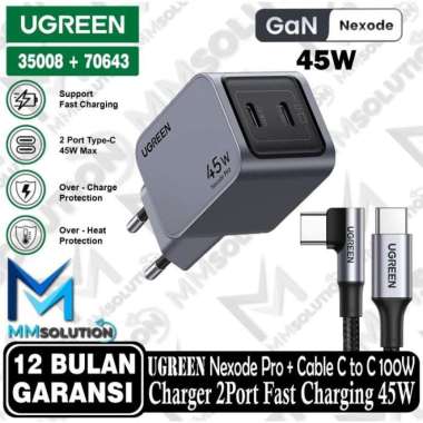 UGREEN Charger Nexode Pro GaN Mini Size PD Type C Fast Charging 45W GAN 45W + 70643