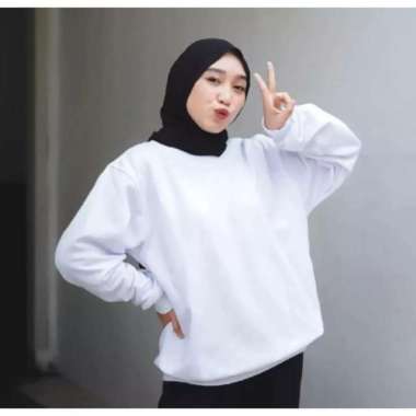 Sweater Wanita Polos Basic Oblong Switer Sweeter Sweter Cewek Premium L Putih