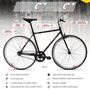 SEPEDA FIXIE UNITED SOLOIST 01 TORPEDO 700c Merah