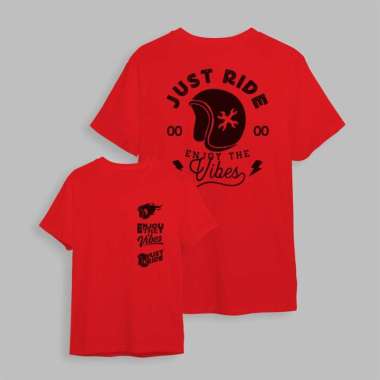 Tshirt RIDE Just Enjoy Putih Merah XXL