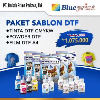 Paket Sablon DTF Blueprint Tinta - Powder & DTF Film