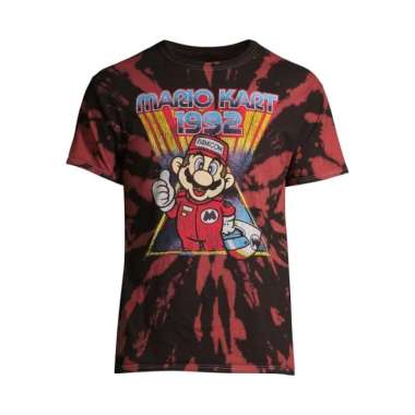 Super Mario Vintage Racing Tie Dye Adult T Shirt Size L