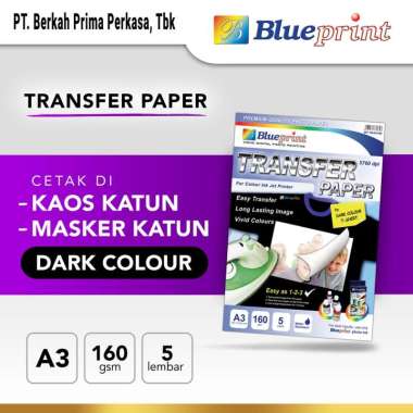 Kertas Transfer Paper Dark BLUEPRINT A3 Bahan Cetak Sablon Kaos - Tshirt Katun