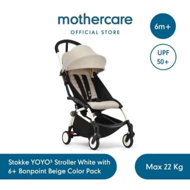 Stokke YOYO³ Complete Stroller with 6 Months+ Color Pack - Kereta Dorong Bayi White/Bonpoint Beige