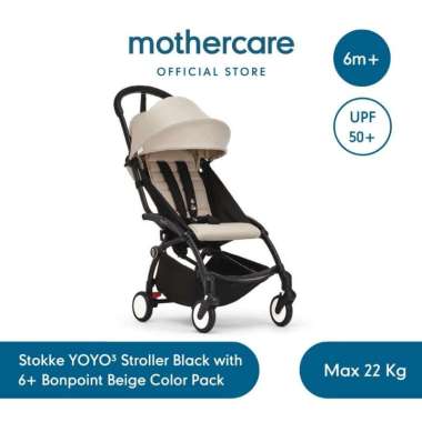 Stokke YOYO³ Complete Stroller with 6 Months+ Color Pack - Kereta Dorong Bayi Black/Bonpoint Beige