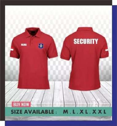 Kaos Polo SHIRT Baju Kerah SECURITY TAMBAH NAMA polos SATPAM indonesia M ANAK POLOSAN Merah