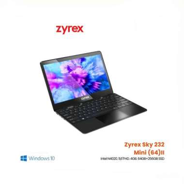 Laptop Zyrex Sky 232 Mini 64 II N4020 Ram 4GB SSD 256GB + 64GB EMMC WIN 11 HD 11.6" Black