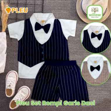 Setelan Bayi - Pleu Set Rompi Garis Dasi