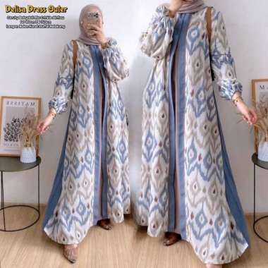 Delisa Dress Outer | Dress Wanita Ceruti Babydoll Mix Crinkle Gamis Terbaru Lengan Balon LD 110 cm D