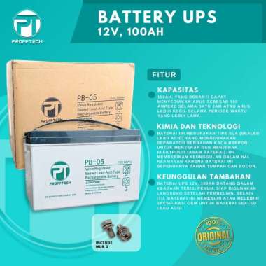 Profftech Battery/Aki Kering Ups 12 V & 100Ah