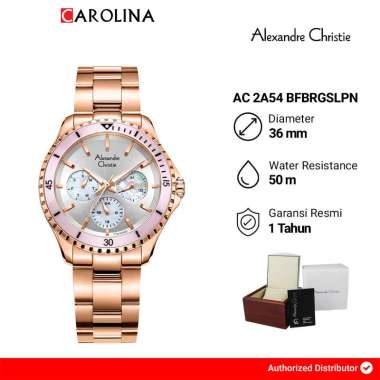 Jam Tangan Wanita Alexandre Christie Multifunction AC 2A54 BFBRGSLPN Silver MOP Dial Rose Gold Stain