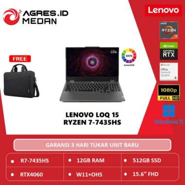 LENOVO LOQ 15 RTX4060 RYZEN 7-7435HS 12GB 512GB W11 15" 100srgb Bundling