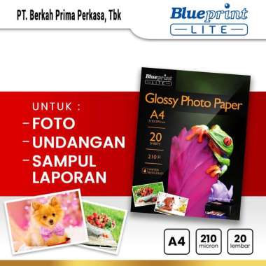 Kertas Foto Glossy Photo Paper Poto BLUEPRINT Lite A4 - 10R 210 Micron, Kertas Print