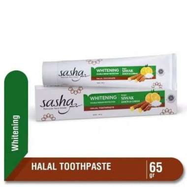 Pasta Gigi Halal Sasha Whitening 65gr - Pasta Gigi Untuk Gigi Tampak Putih
