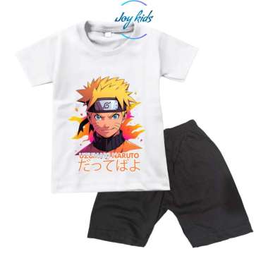 Setelan Baju Kaos Distro Anak Uzumaki Naruto Usia 1-10Tahun S Putih