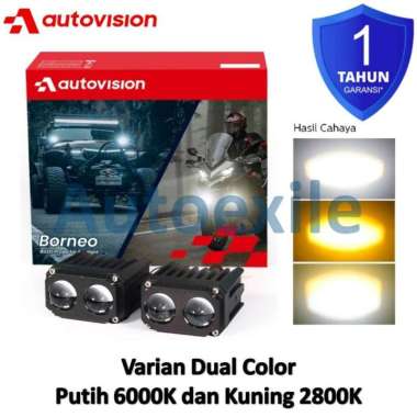 Autovision Mini Biled Projector Dua Warna Putih Kuning 60W Lampu Mobil Dual Color