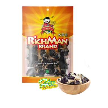 RichMan Brand Wood Ear Mushroom (Bokji Hitam Putih) Jamur Kuping Kering 40 Gram