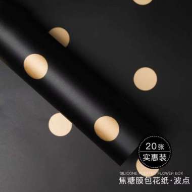Flower Wrapping Polkadot Cellophane / Kertas Buket / Wrapping Paper Bola Gold PutihBolaSilver