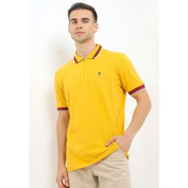 Hush Puppies Ginova Stripe Collar Polo Pria Yellow XXL