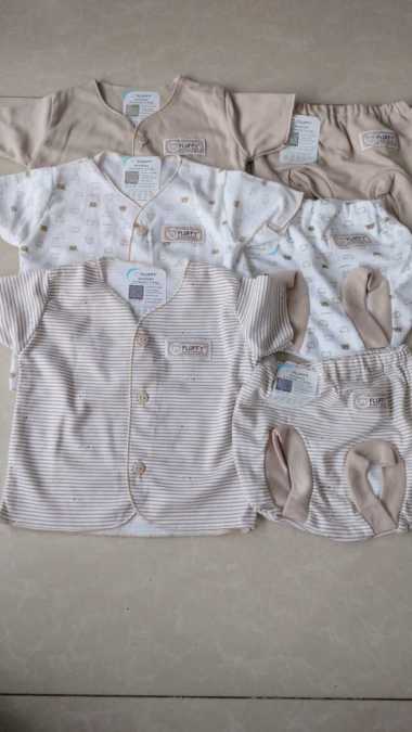 Fluffy Stelan Baju Panjang / Pendek 3 psg (Khaki) Topi 3 pc