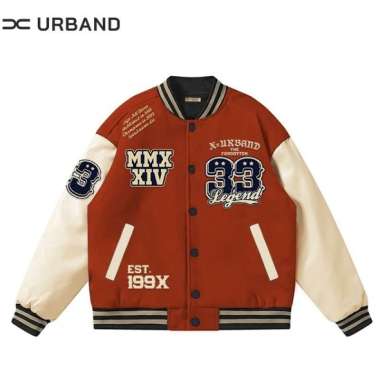 X U A Jacket Varsity Full Bordir Outerwear M Ungu