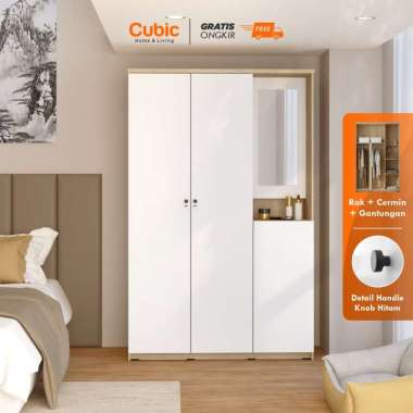 Cubic Lemari Pakaian Minimalis / Lemari Baju 3 Pintu / LUNA LPM 301